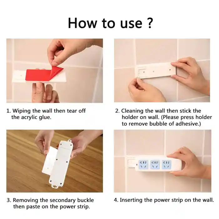 Socket Holder Plug Fixer Wall-mounted Power Strip Holders Sticker Holder